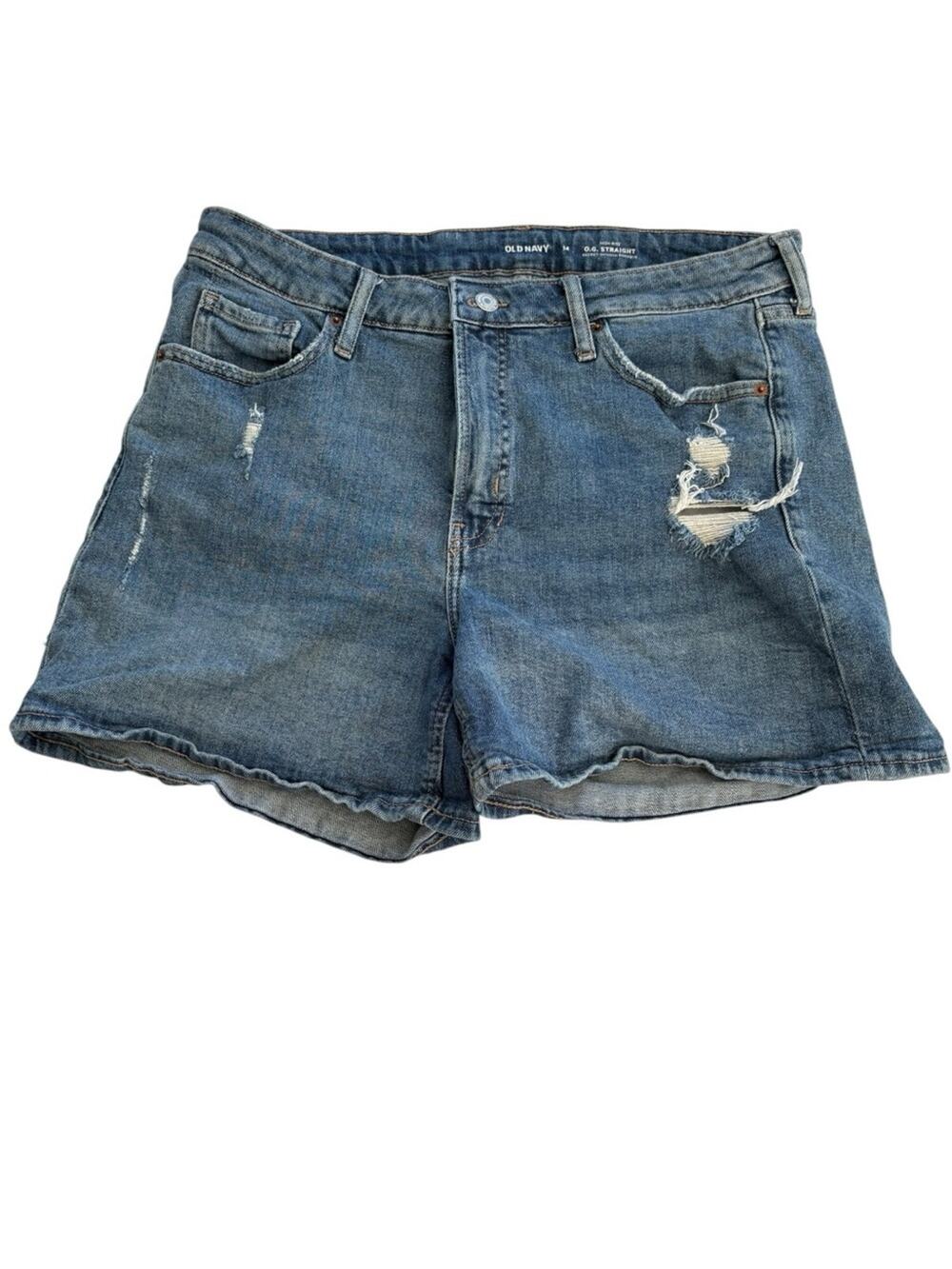 Old Navy 14 high rise OG straight Light Blue Distressed Denim Shorts